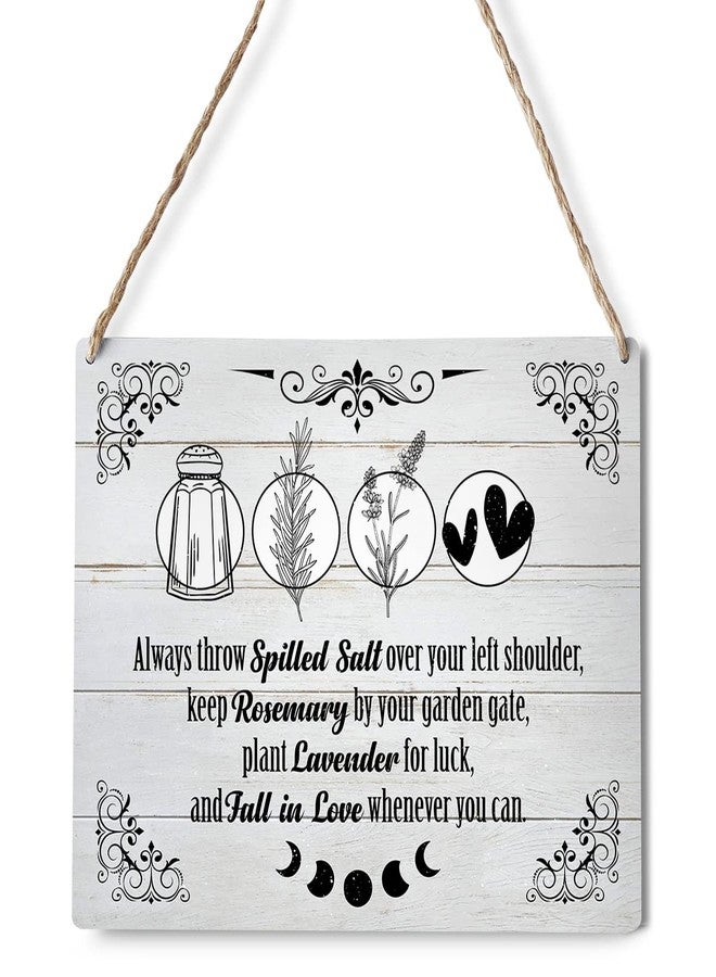 GUDIAO Funny Kitchen Signs Wall Decor Wood Plaque Always Throw Spilled Salt Over Your Left Shoulder Wooden Hanging Sign Decoration for Home Kitchen Door 8 x 10 - Image 1